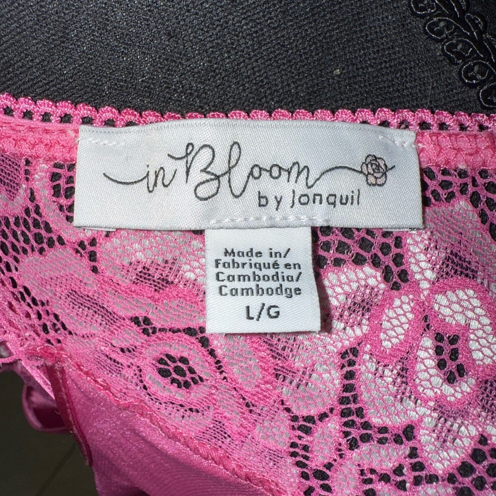 In Bloom Jonquil Annalee Pink Satin Lace Chemise Y2K Coquette Barbiecore Slip- L - Picture 10 of 10